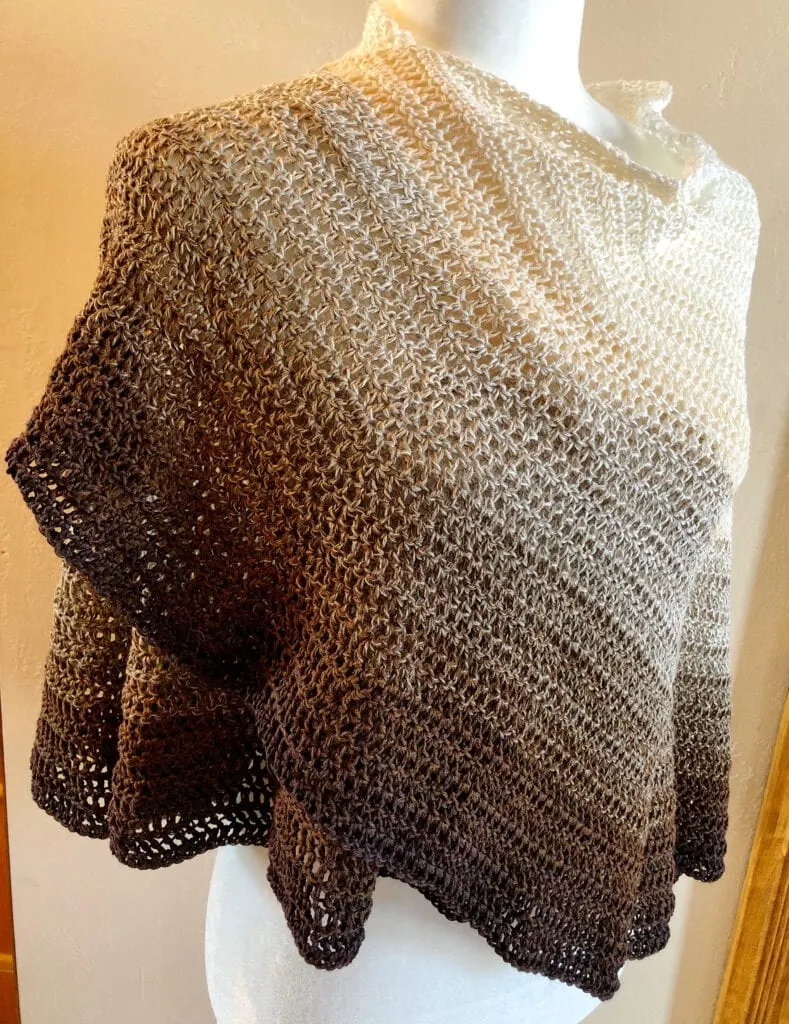 Ombre Shawl with One Edge Draped Over Shoulder