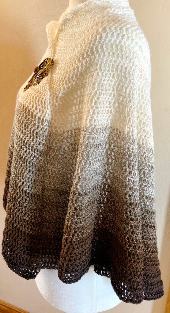 Side View of Shawl Worn as a Poncho