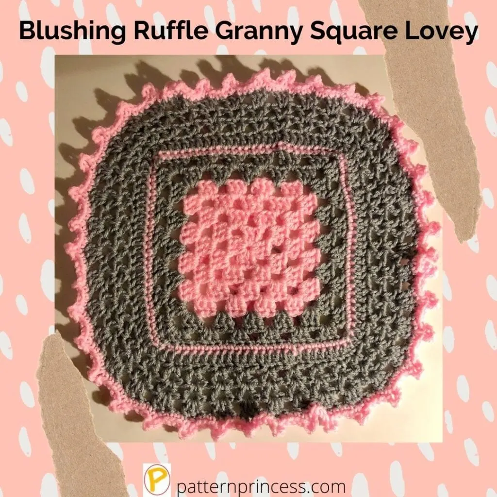 Blushing Ruffle Granny Square Lovey 1