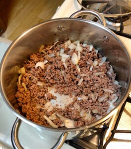 Cooking the Ground Beef and Onions