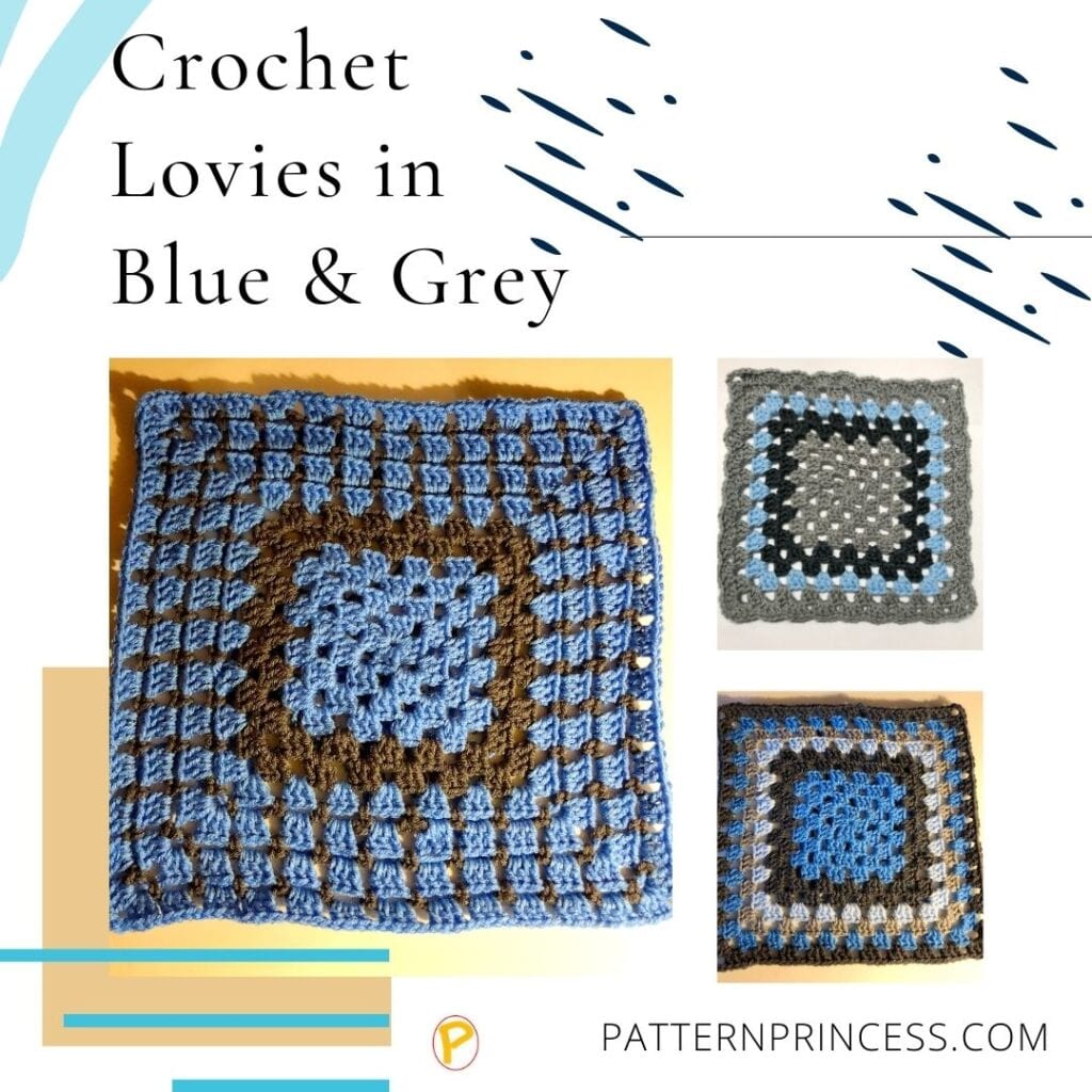 Crochet Lovies in Blue and Grey