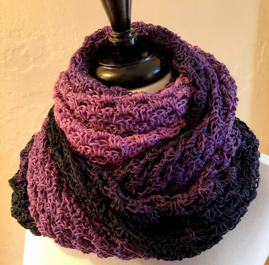 Lavender Triangle Shawl Styled as a Scarf
