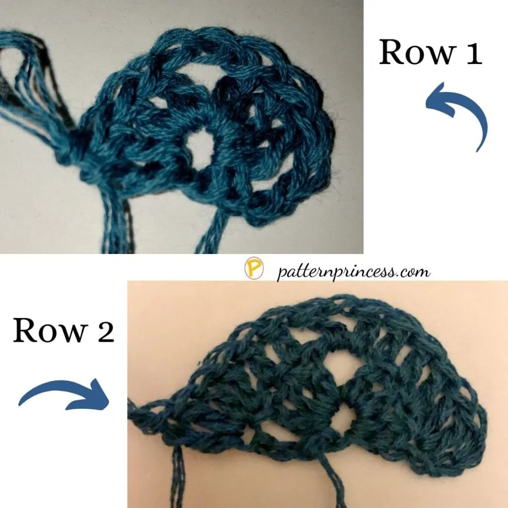 Crochet Stitches for Rows 1 and 2