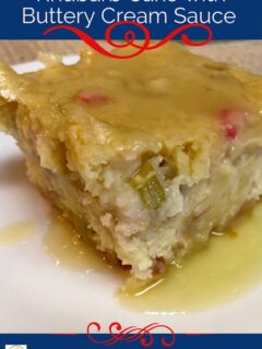 Rhubarb Cake with Buttery Cream Sauce