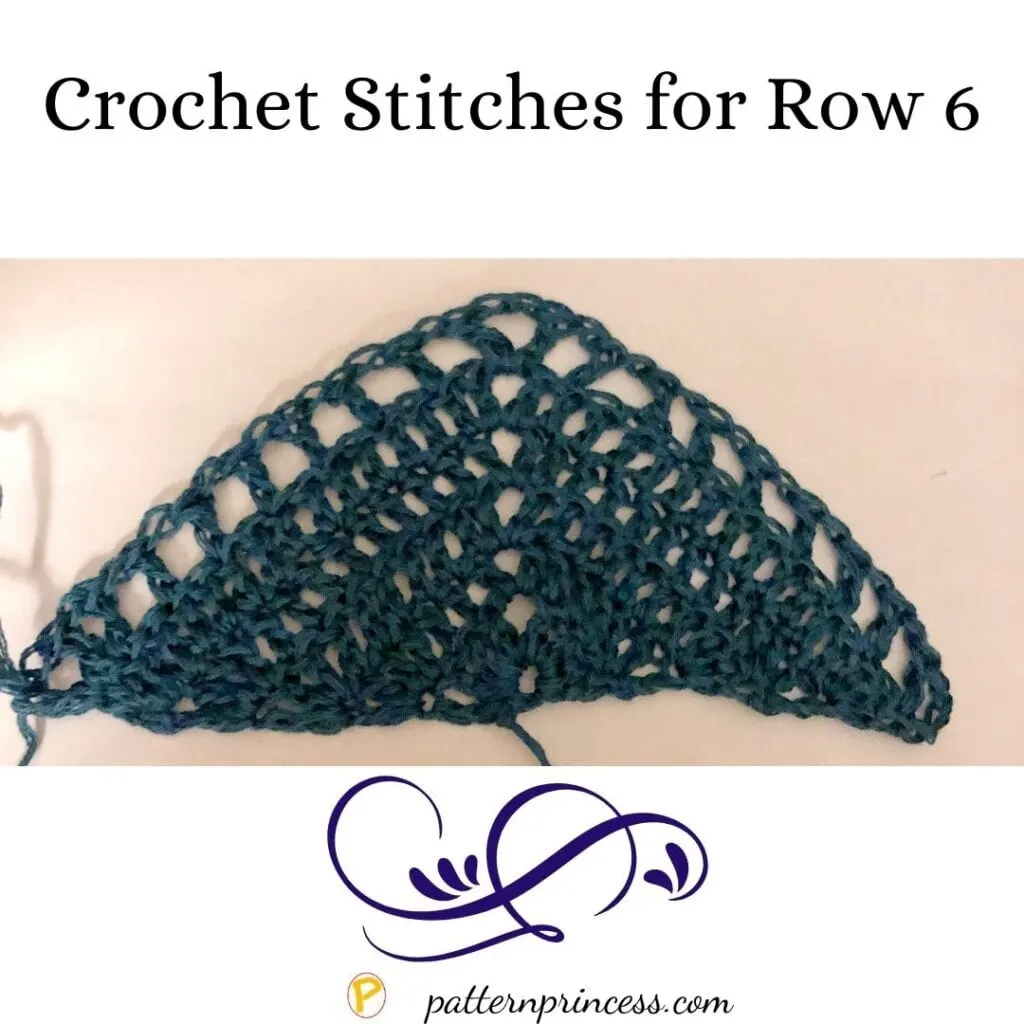 Triangle Shawl Crochet Stitches for Row 6