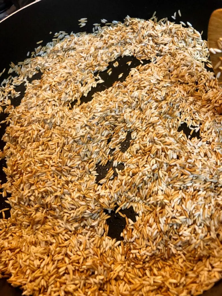 Browning the Rice in the Skillet