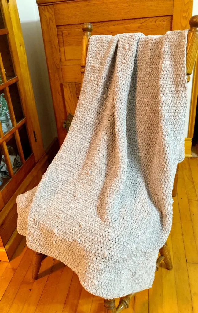 Chunky Crochet Velvet Bobble Blanket On Chair