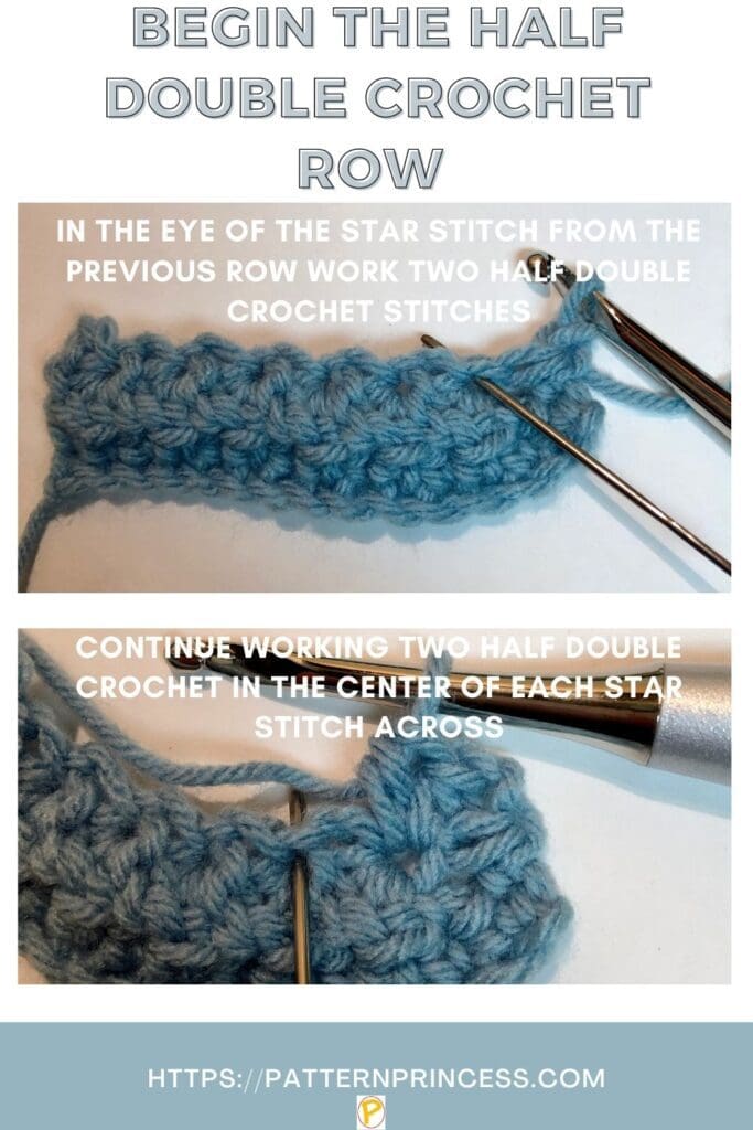 Begin the Half Double Crochet Row