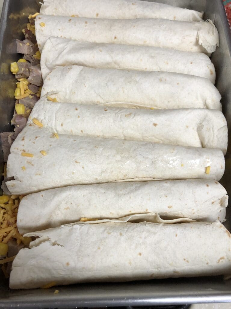 Packing the Tortilla Shells in the Pan