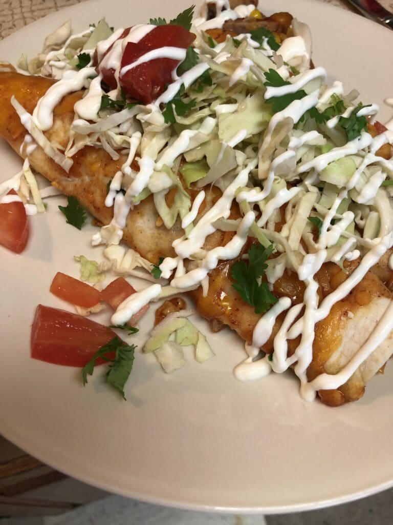 Pork Carnitas Enchiladas Plated