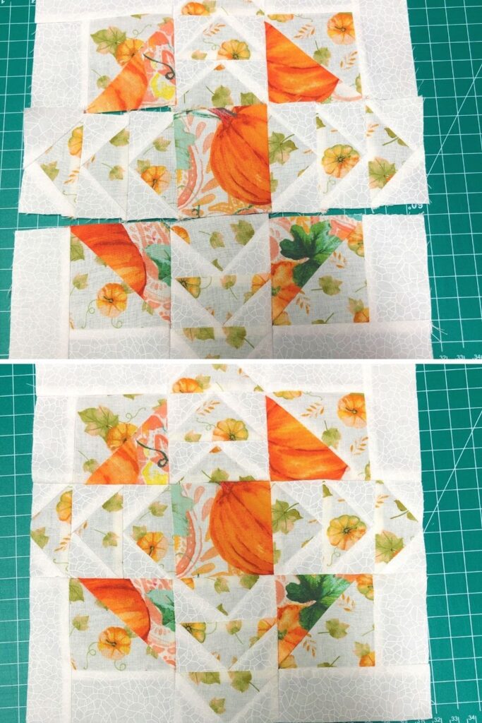 Sewing the Rows of the Trivet Quilt Top Together