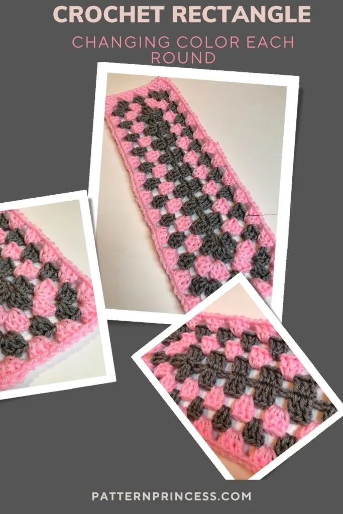 Crochet Rectangle Changing Color Each Round