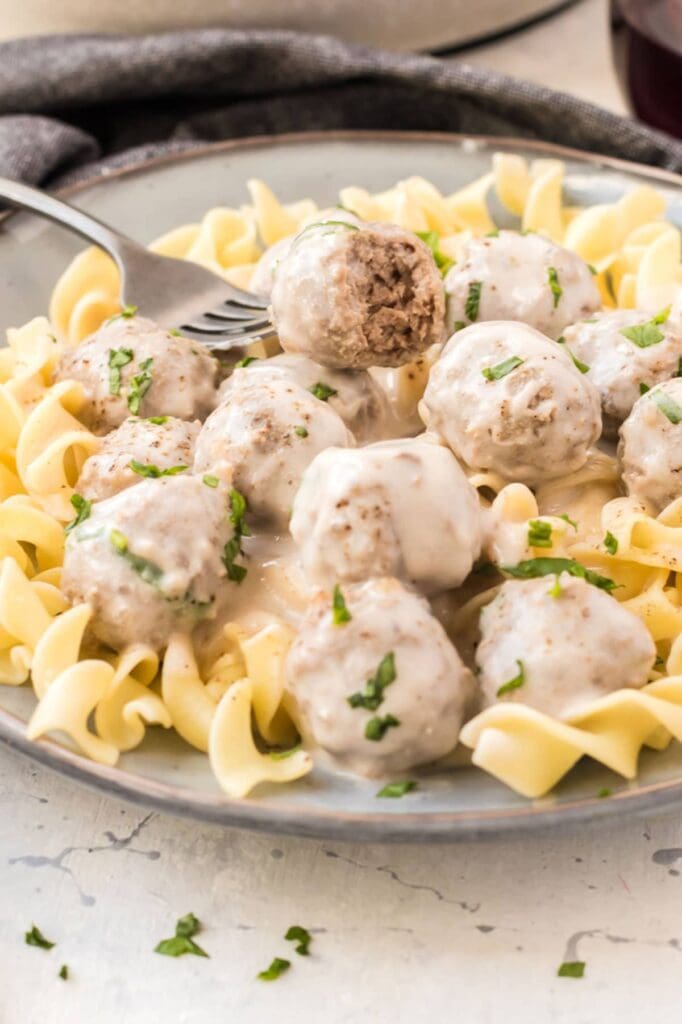 Easy Creamy Garlic and Mushroom meatballs Platter Talk