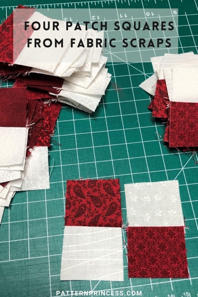 Four Patch Squares from Fabric Scraps