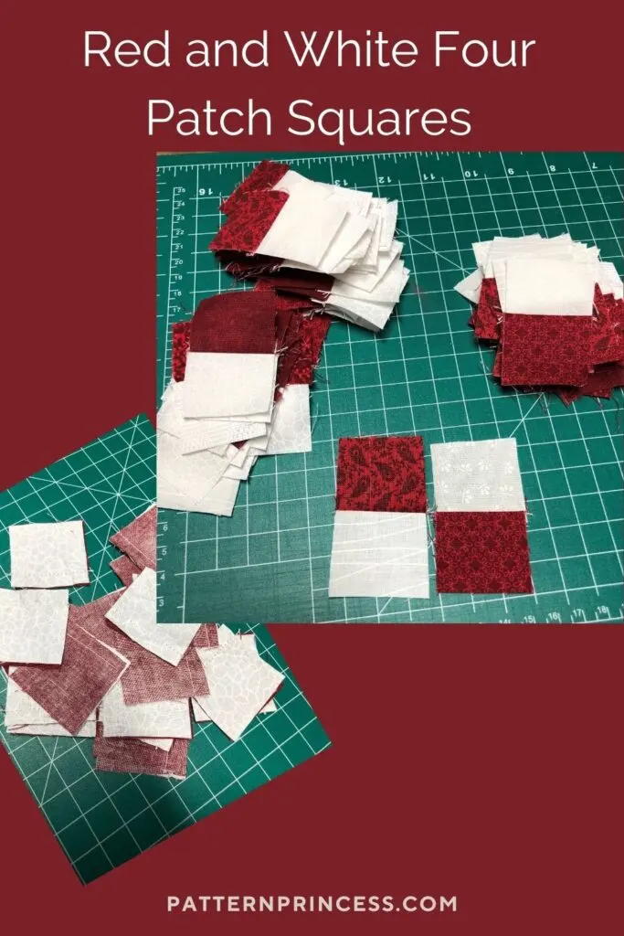 Red and White Four Patch Squares