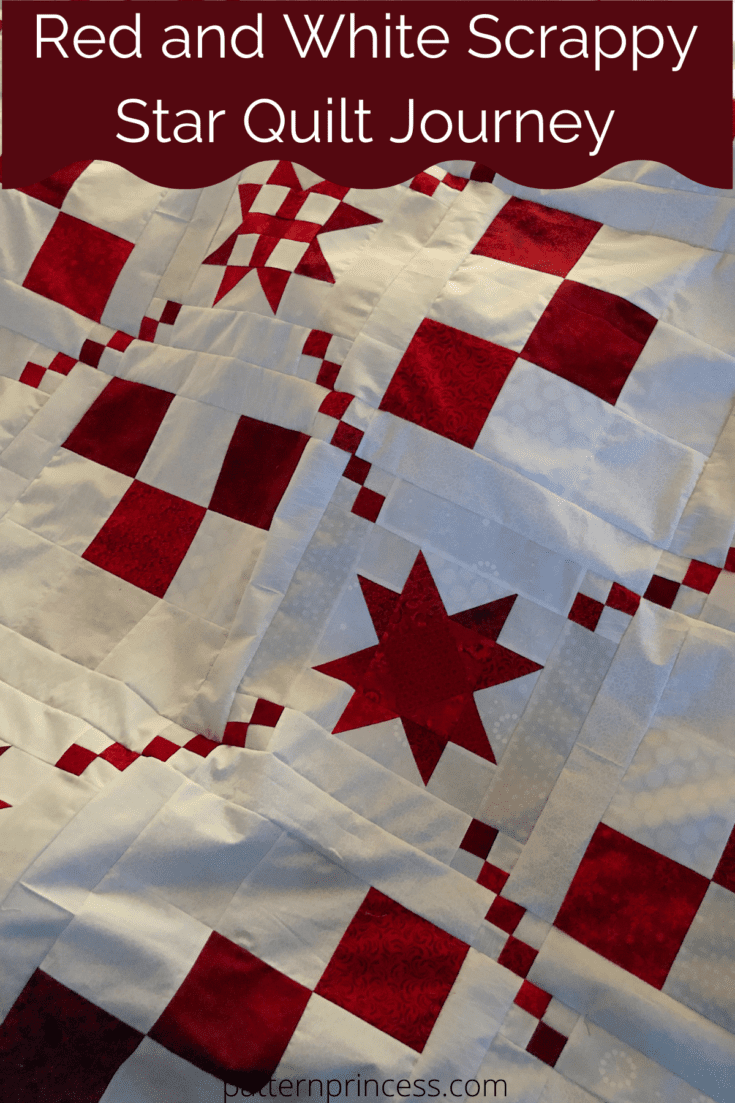 Red and White Scrappy Star Quilt Journey Pattern Princess