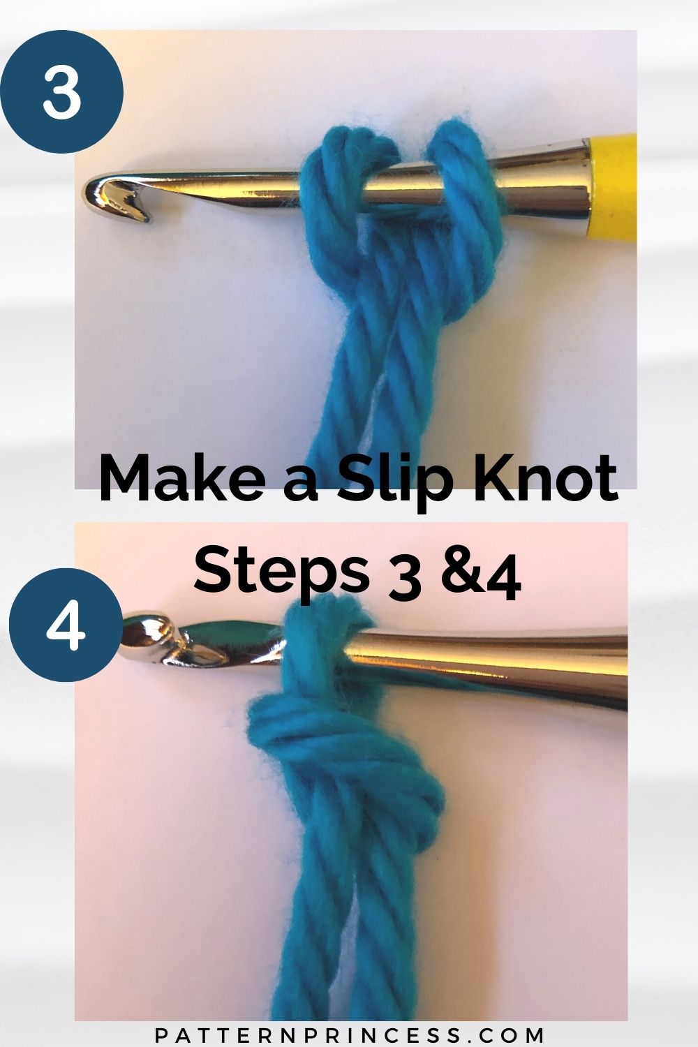 Make a Slip Knot Steps 3 and 4