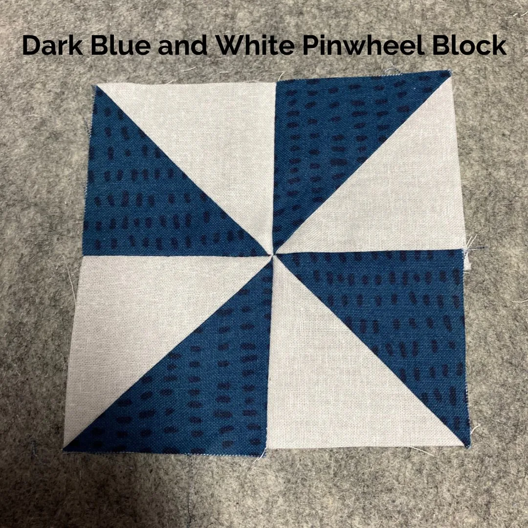 Dark Blue and White Pinwheel Block