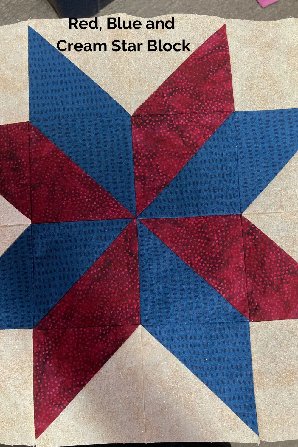 Red, Blue and Cream Star Block