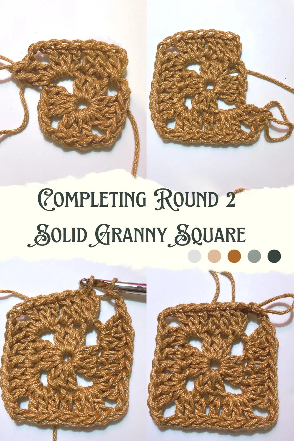 Completing Round 2 Solid Granny Square