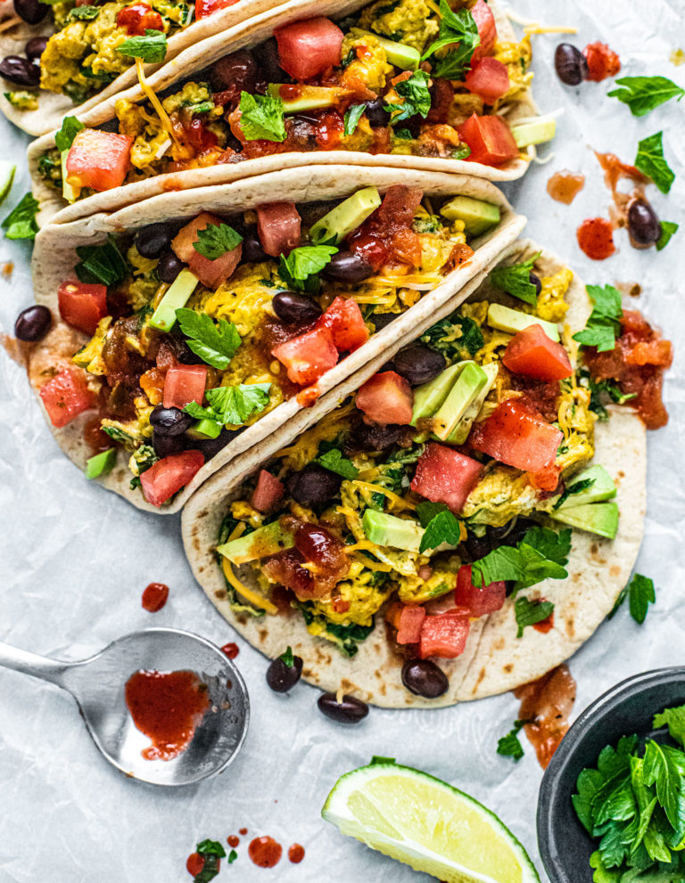 Healthy Breakfast Tacos with Black Beans and Eggs