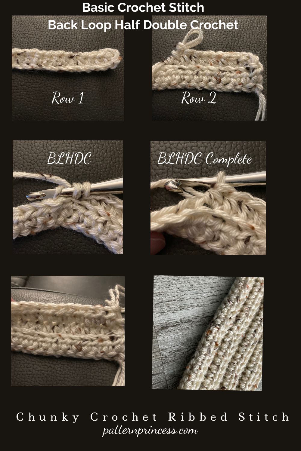 Basic Crochet Stitch Back Loop Half Double Crochet