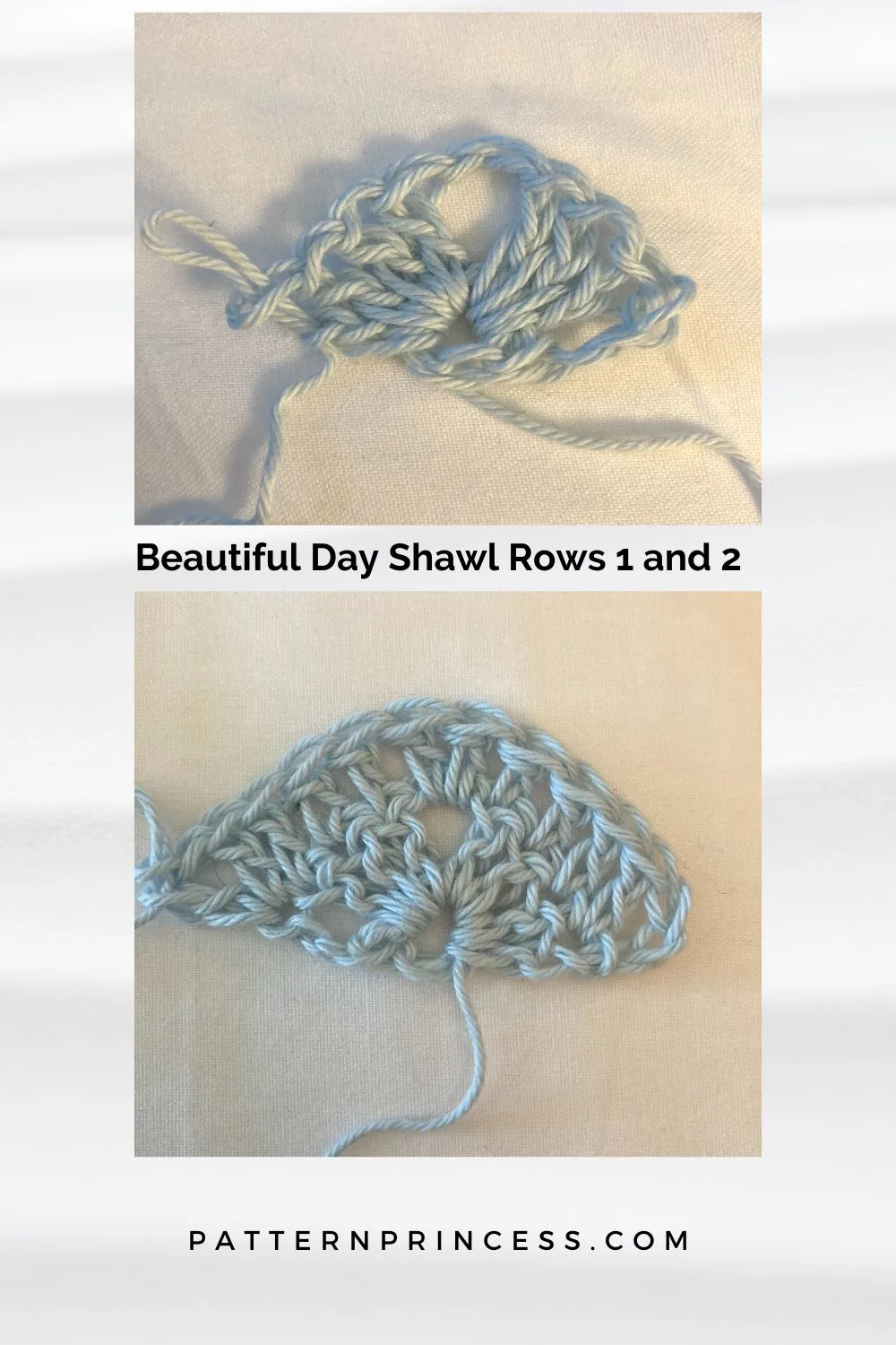 Beautiful Day Shawl Rows 1 and 2