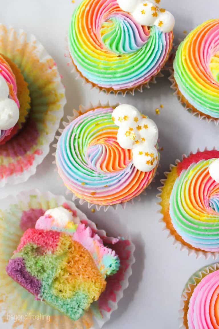 Rainbow Cupcakes with Rainbow Frosting