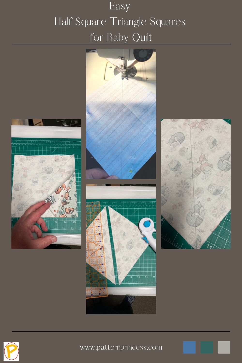 Easy Half Square Triangle Squares for Baby Quilt