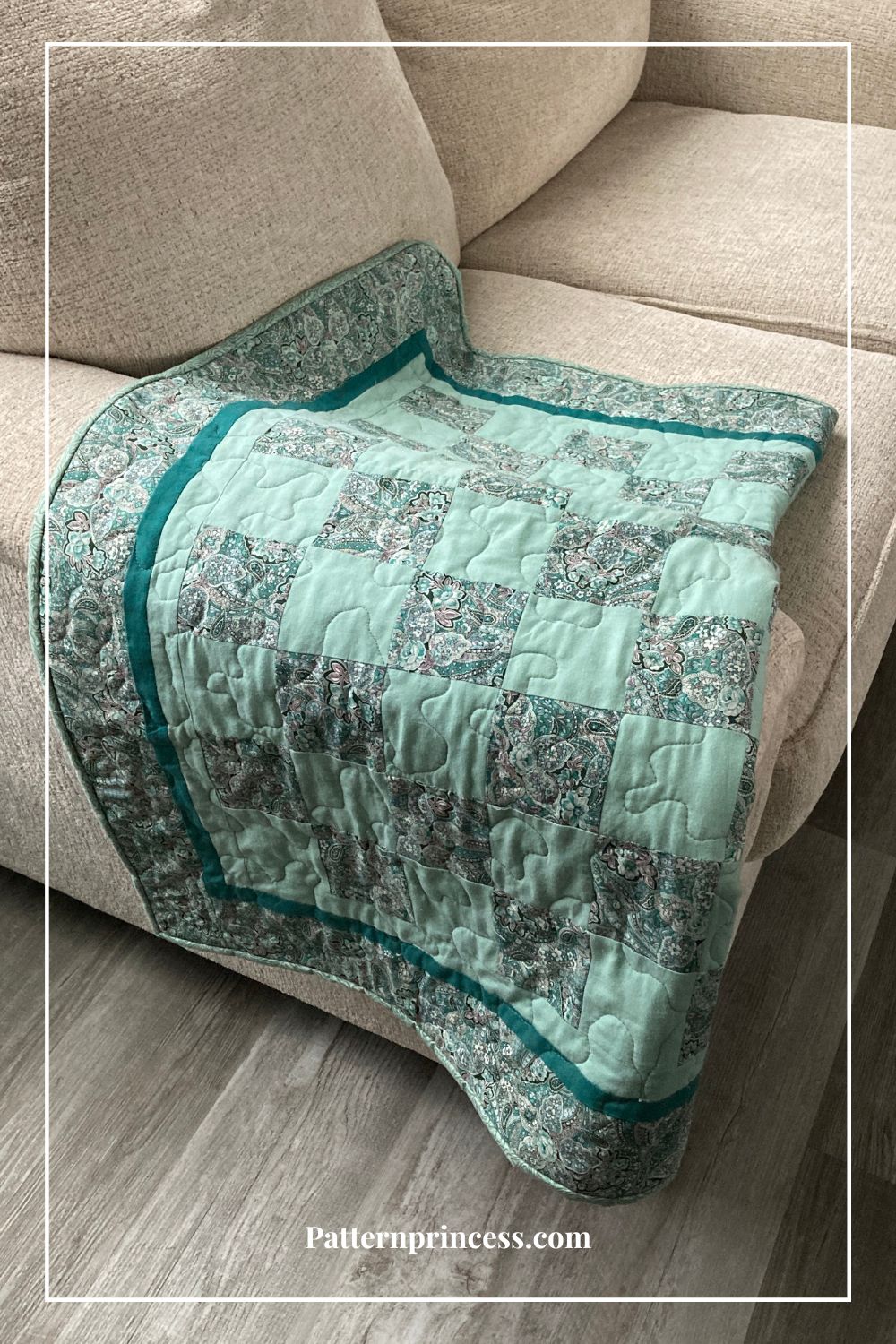 Mint Green Quilt over sofa