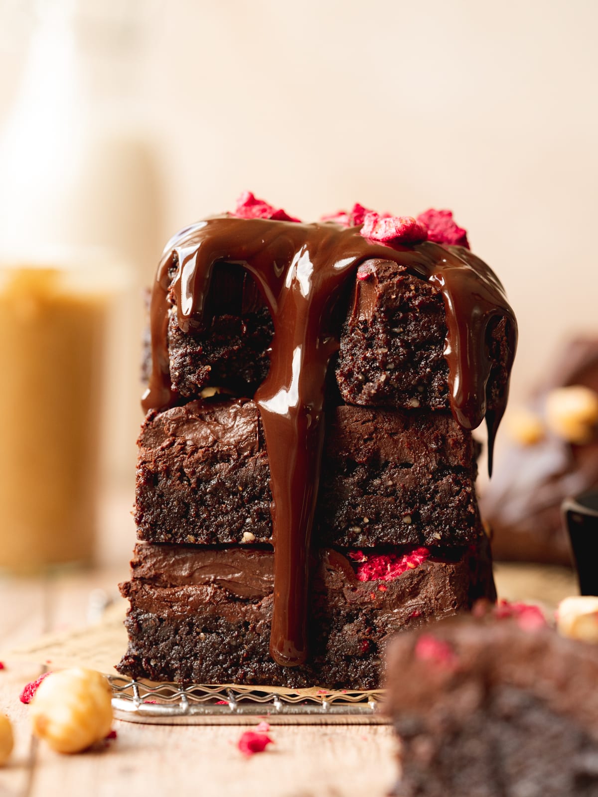 No Bake Date Brownies stacked