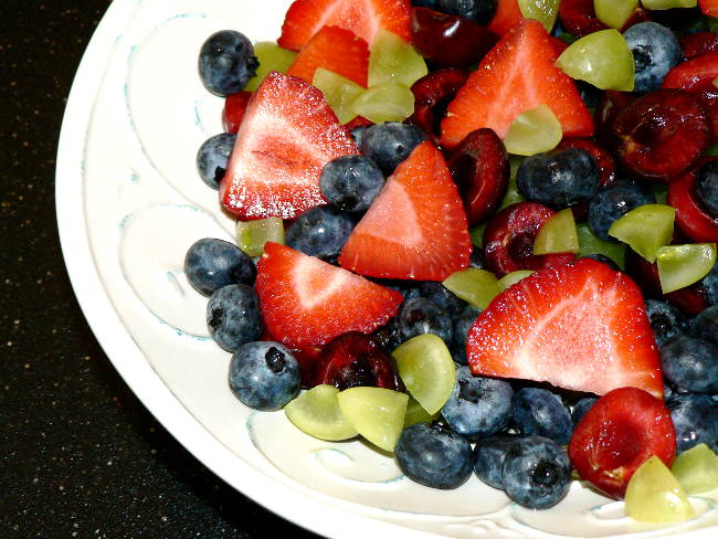 Strawberry Salad With Cherries and Blueberries