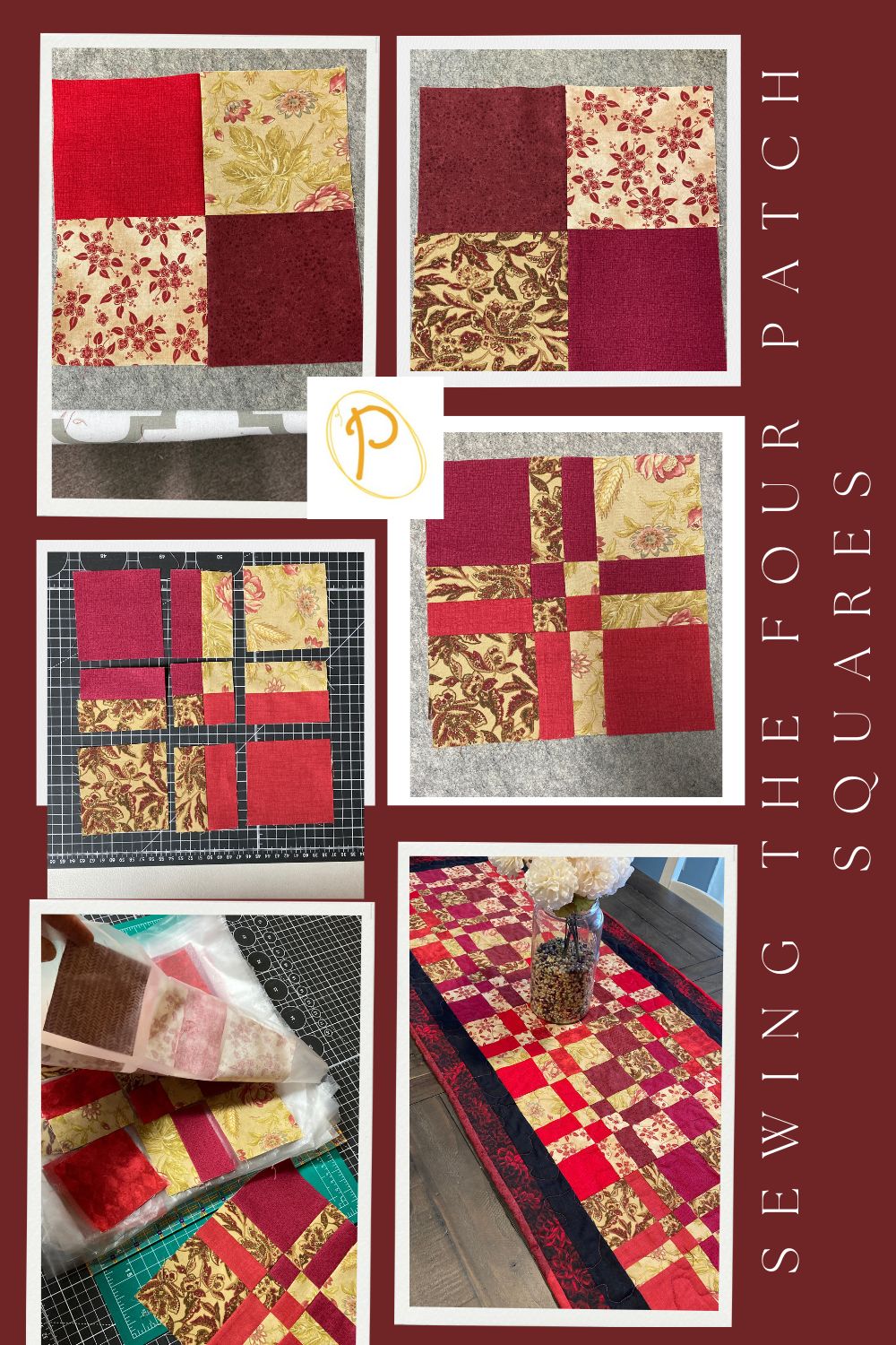 sewing the four patch squares