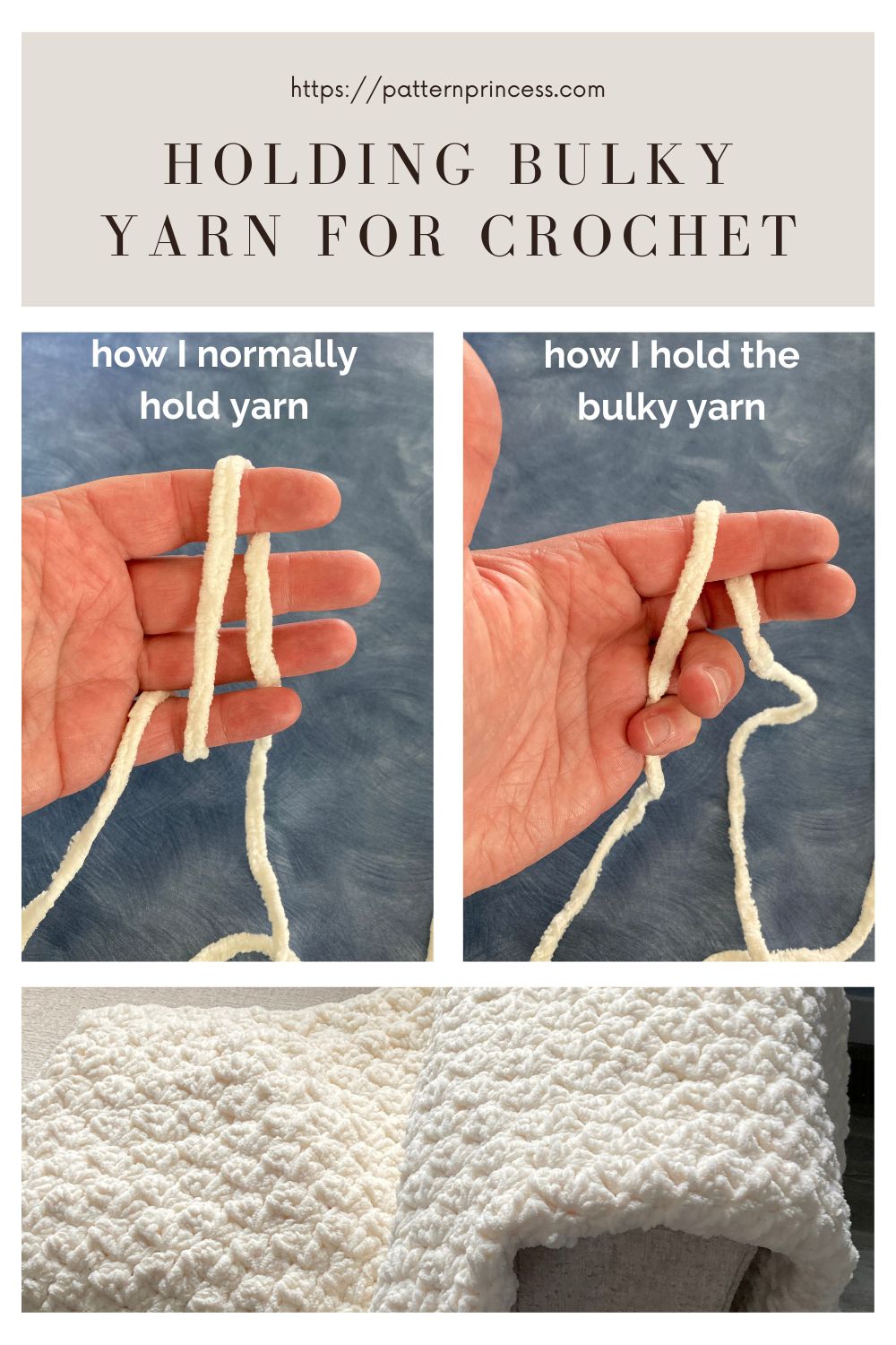 Holding Bulky yarn for Crochet