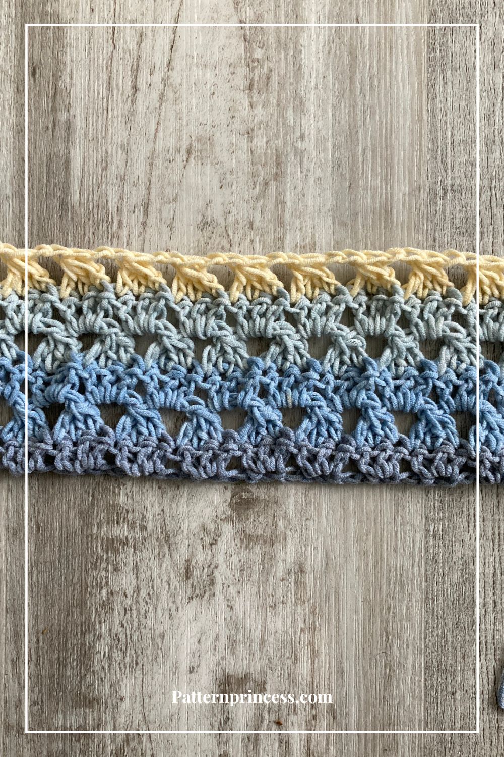 Modern Granny first 6 rows using Variegated Yarn