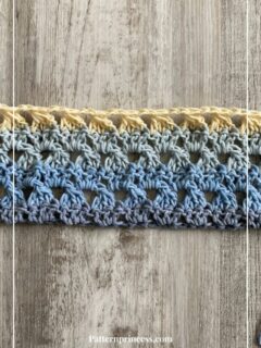 Modern Granny first 6 rows using Variegated Yarn
