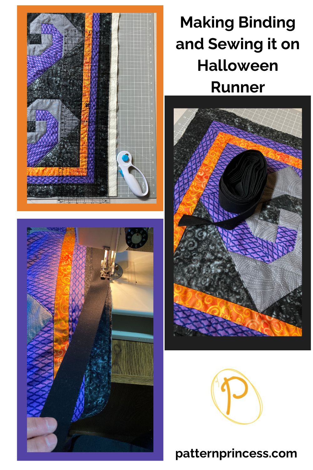 Making Binding and Sewing it on Halloween Runner