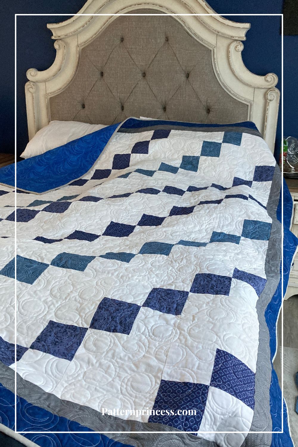 Twin Size Blue and White Easy Blanket Pattern