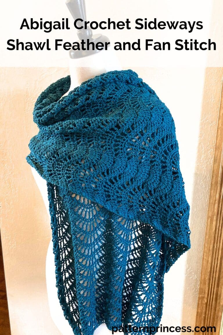 Abigail Crochet Sideways Shawl Feather and Fan Stitch