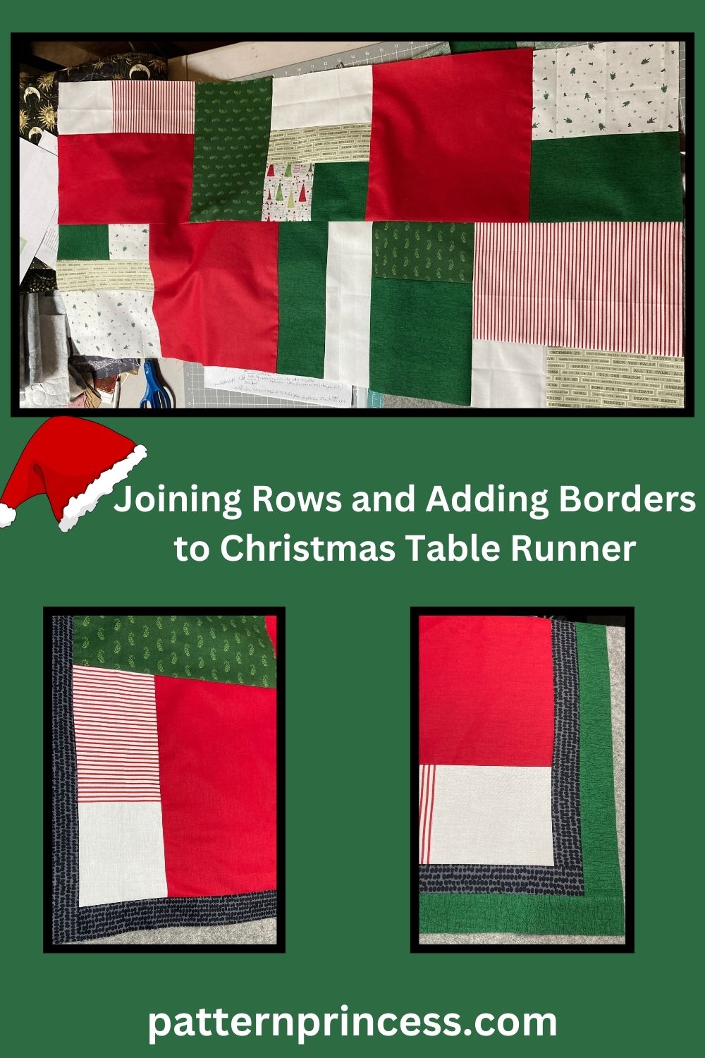 Joining Rows and Adding Borders to Christmas Table Runner