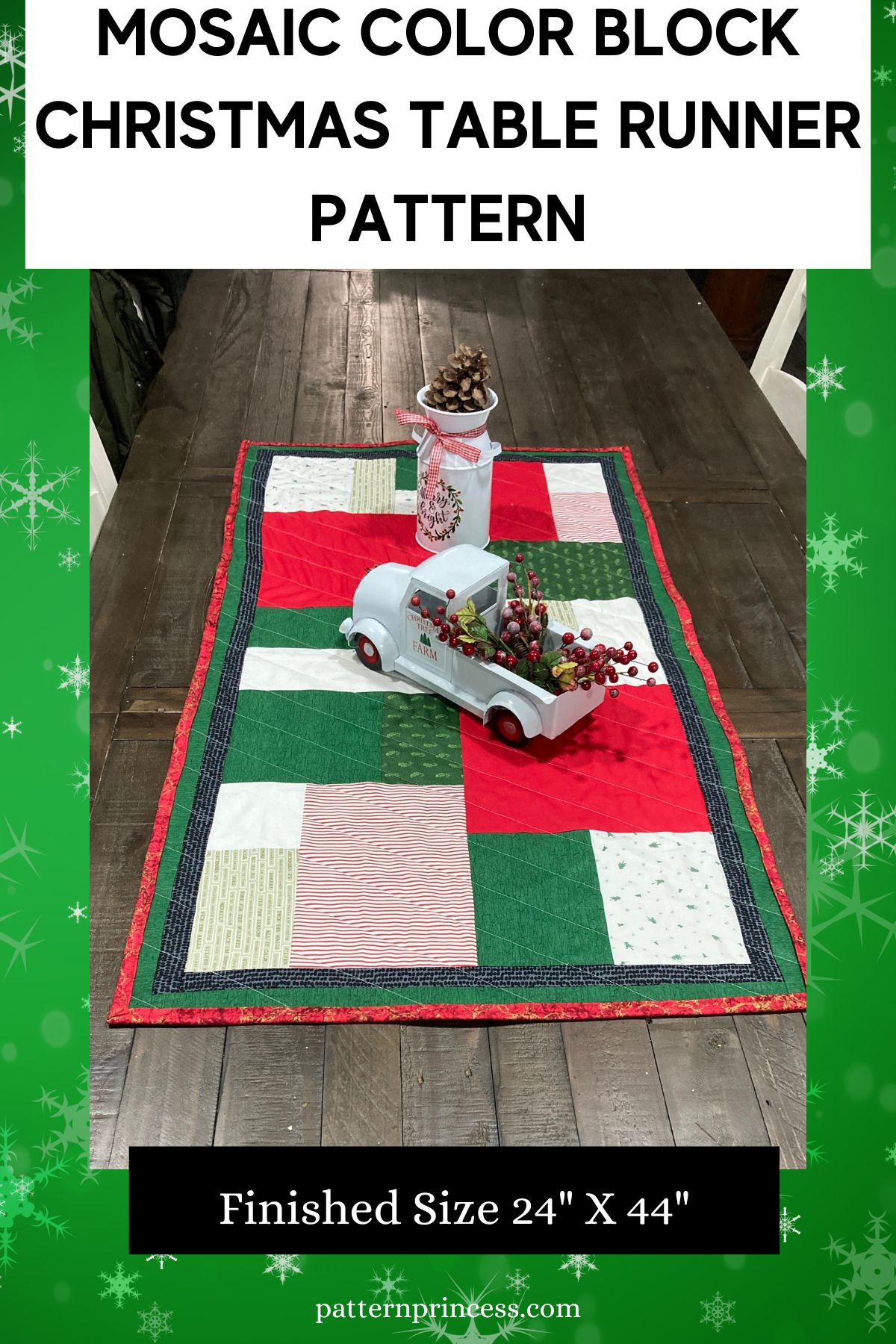 Mosaic Color Block Christmas Table Runner Pattern