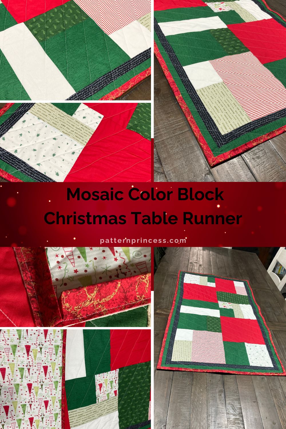 Mosaic Color Block Christmas Table Runner