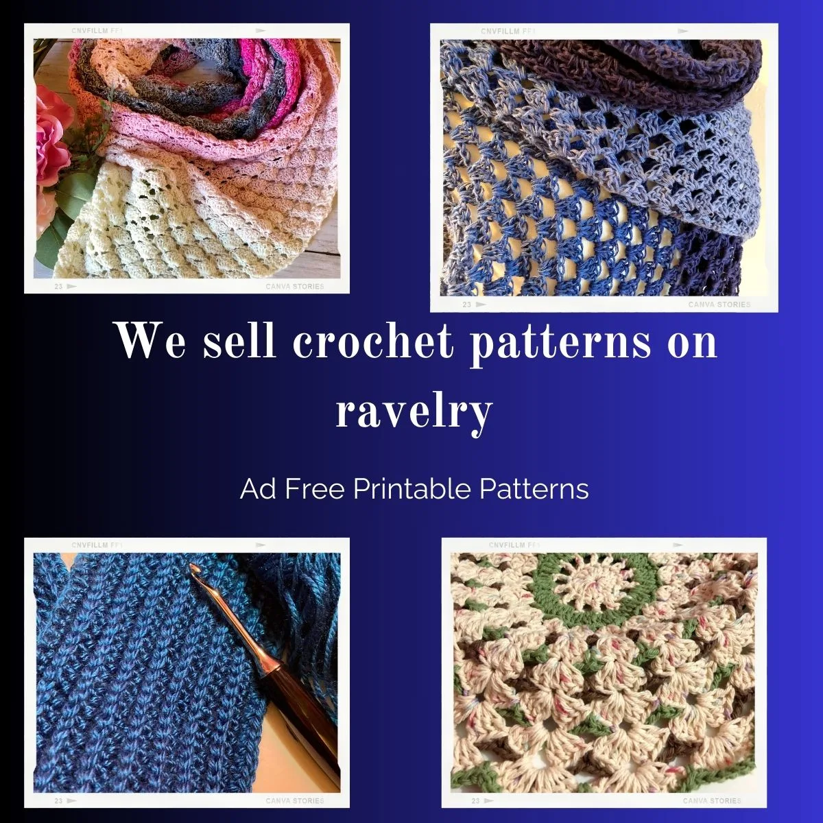 We sell crochet patterns on ravelry