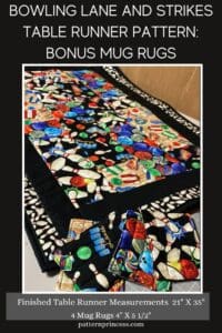 Bowling Lane and Strikes Table Runner Pattern Bonus Mug Rugs