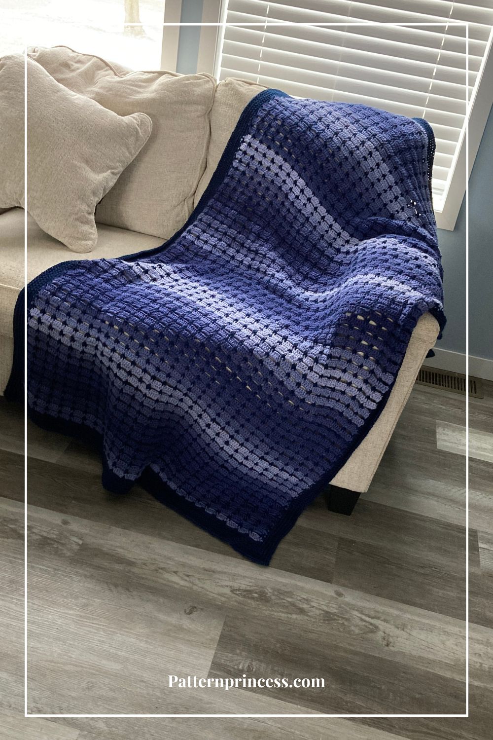 Blue Ombre Crochet Throw Blanket Pattern