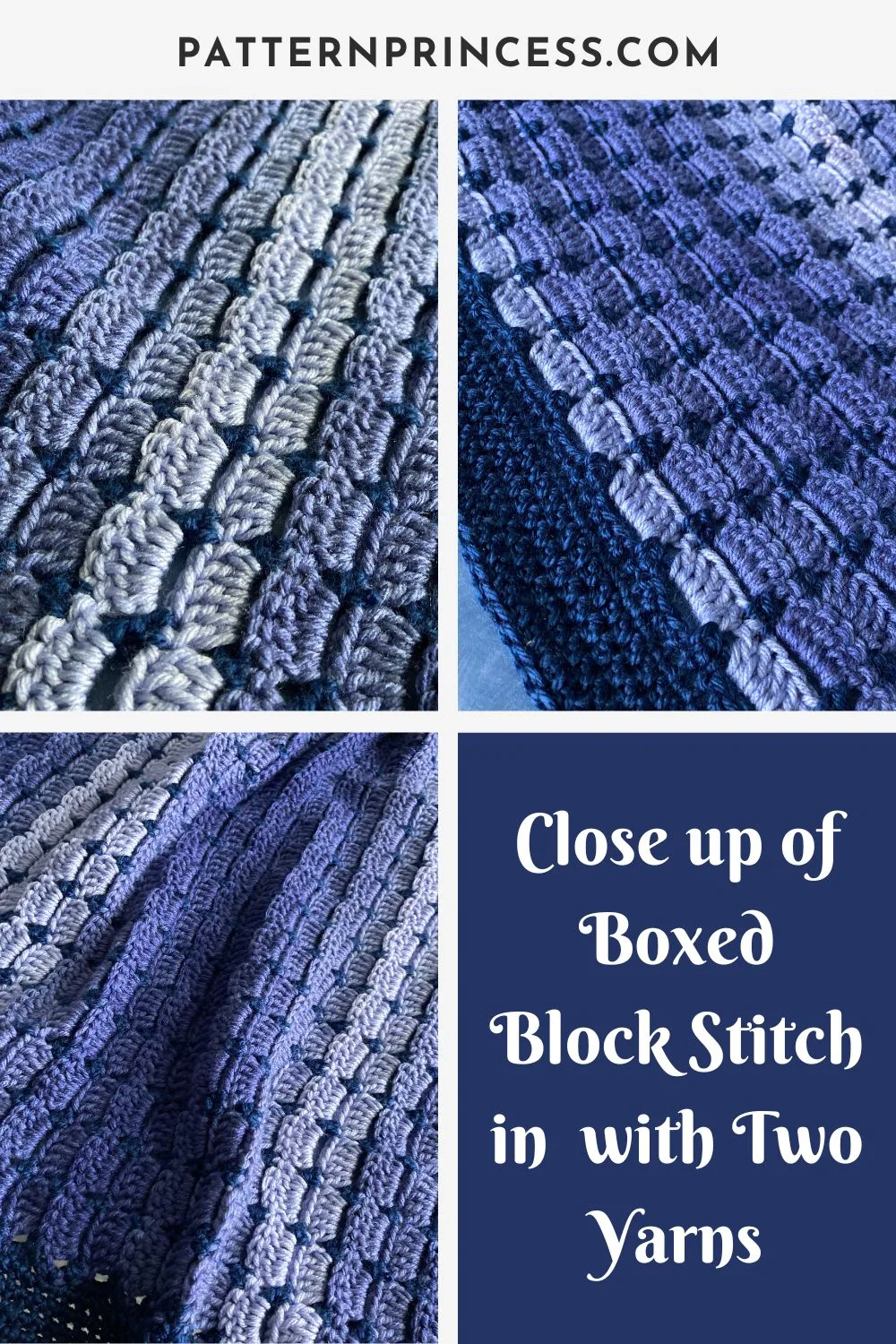 Close up of Boxed Block Stitch in with Two Yarns