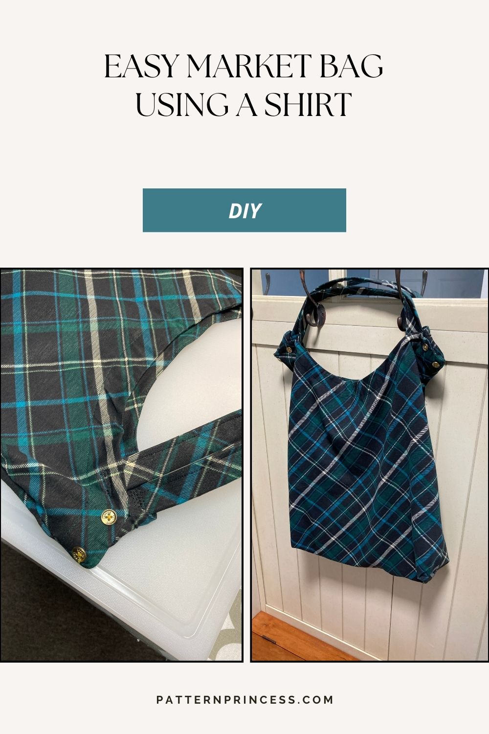 easy market bag using a shirt