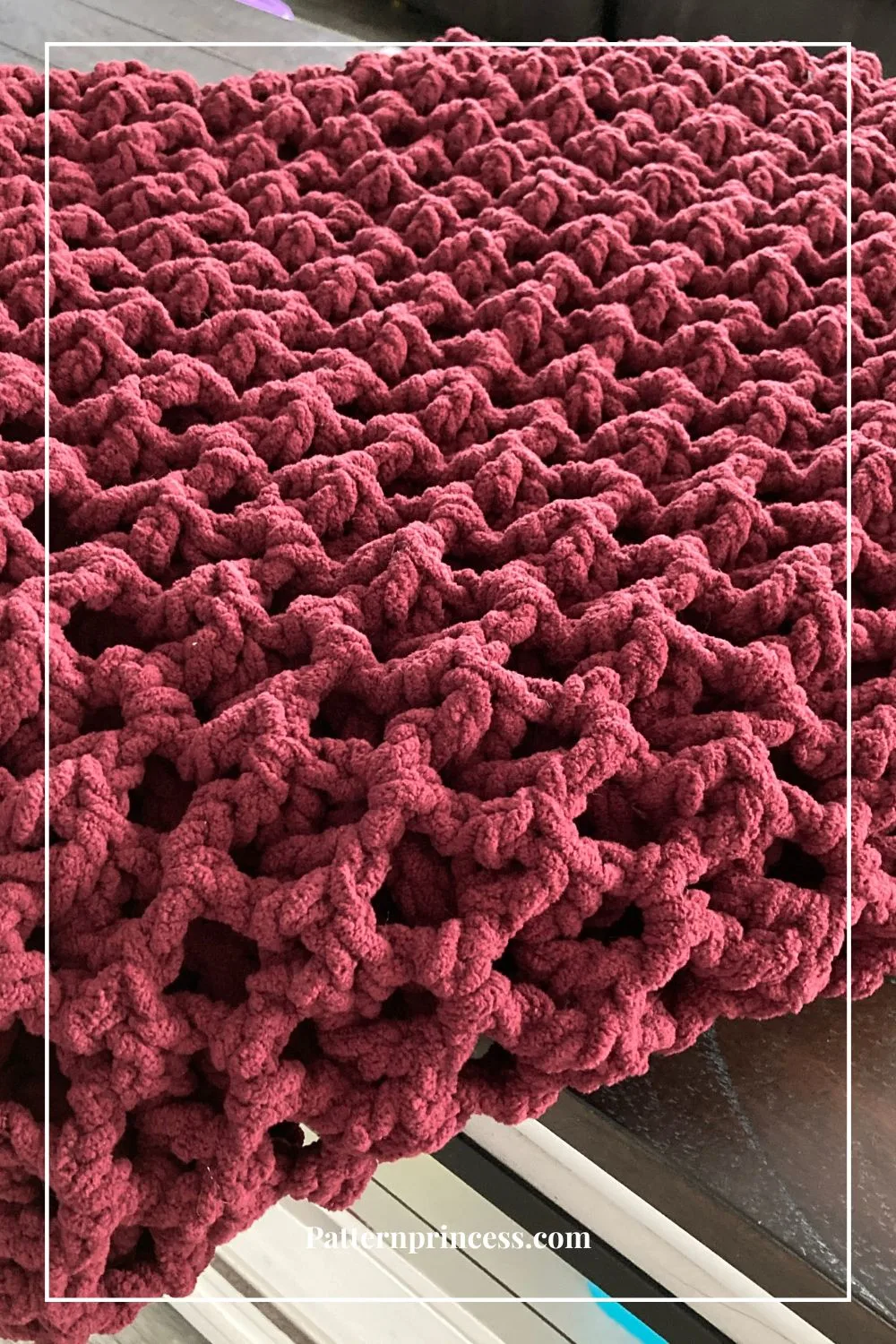 Close up of the Front of this Chunky Crochet Throw