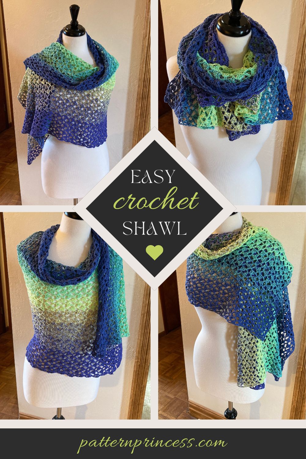 Four Views of the Easy Crochet Shawl