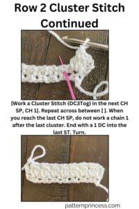 Row 2 Cluster Stitch Continued